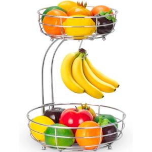 Bomclap Frutero con soporte para plátanos, 2 pisos, frutero…