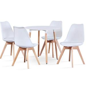 BenyLed - Juego de 4 sillas y Mesa de Comedor Redonda y sil…