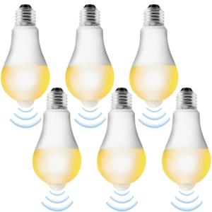 Pack de 6 Bombillas LED E27 Con Sensor de Movimiento y Luz:…