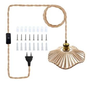Kit de Lámpara Colgante de Cuerda de Cáñamo con Enchufe, 16…