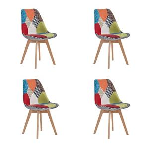 HJhomeheart Juego de 4 Sillas de Comedor de Tela Patchwork…