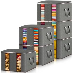 Frasheng 6 Piezas Cajas Almacenaje Ropa, 85L Almacenaje Baj…