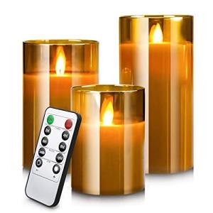 Velas LED sin llama reales de vidrio marrón YMing, 3 piezas…