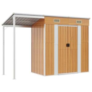 vidaXL Cobertizo con tejado Largo Acero marrón Claro 277x11…