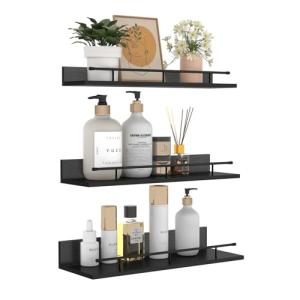 Giftgarden Estanteria Pared de Madera Negro con Barandillas…