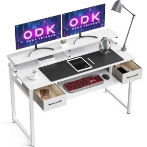 ODK Mesa Escritorio, Mesa Ordenador con Cajón Oficina con S…