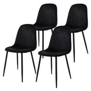 ML-Design Juego de 4X Sillas de Comedor Negras con Respaldo…