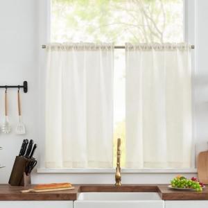 TOPICK Visillos modernos para salón, cocina, color blanco,…