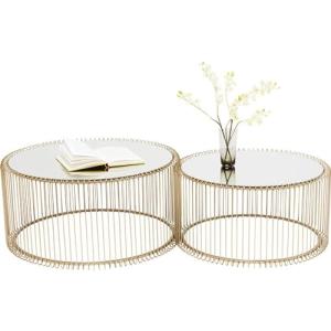 Kare Design Wire (2 set), Mesa de centro, Latón, redonda, d…