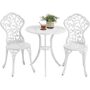 Yaheetech Conjunto de 1 Mesa y 2 Sillas Exterior de Jardín…
