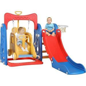 3 en 1 Parque Infantil, con Tobogán   Columpio   Canasta de…