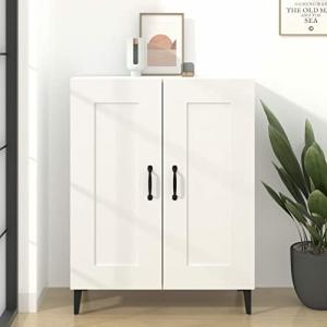 Aparador blanco con 2 puertas de madera y 3 estantes, muebl…