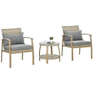 Outsunny Conjunto de Muebles de 3 Piezas Conjunto de Mesa y…