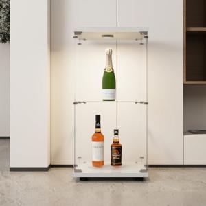MCDSAJ Vitrina de cristal, 2 capas, vitrina expositora LED,…