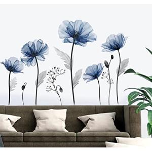 decalmile Pegatinas de Pared Flores Azul Vinilos Decorativo…