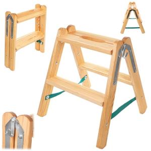 KADAX Escalera de madera plegable con 2 peldaños, para el h…