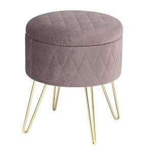 WOLTU Puff Asiento Almacenaje Terciopelo Redondo/Otomana Ta…