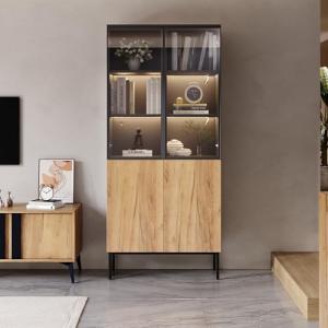 Kebnor Vitrina con puertas de cristal, armario de 180 cm de…