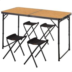 AKTIVE 63162 Mesa Plegable de Aluminio con 4 taburetes de A…