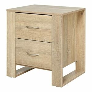 HOMCOM Mesita de Noche con 2 Cajones Patas y Base Elevada p…
