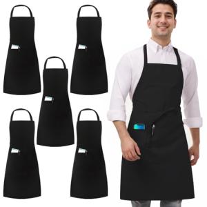 umboom 5 Piezas Negro Delantales, Delantales de Chef para H…