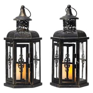 2 Piezas de linternas Decorativas de Velas, 14 Linterna Neg…