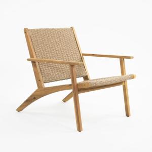 Vaukura Sillón de Madera de Acacia y Mimbre Sintético Gaia…