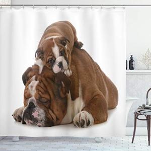 ABAKUHAUS Bulldog inglés Cortina de Baño, Padre e Hijo, Mat…