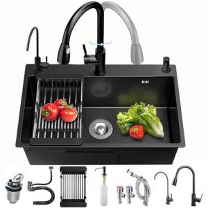 Fregadero de cocina de acero inoxidable, práctico fregadero…