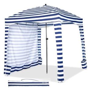 COSTWAY Sombrilla Playa Grande con Pared Lateral Desmontabl…