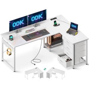 ODK Escritorio Esquinero con Cajones, Escritorio en L con E…
