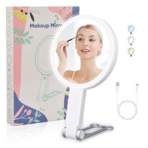 Espejo Maquillaje con Luz LED, Espejo Aumento 1X/10X, Portá…