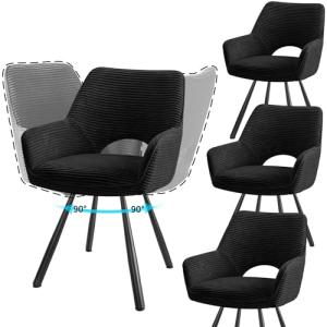 JIJIAN Juego de 4 Sillas de Comedor Giratorias con Reposabr…