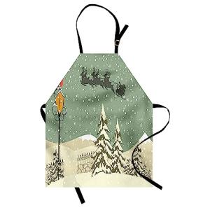 ABAKUHAUS Navidad Delantal de Cocina, Reno Volador de Santa…
