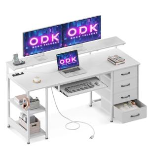 ODK Escritorio con 4 Cajones, Escritorio de Ordenador con T…