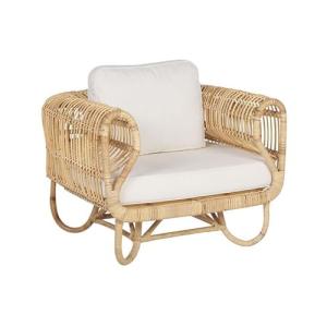 Beliani Sillón Silla de ratán Natural con Cojines de algodó…