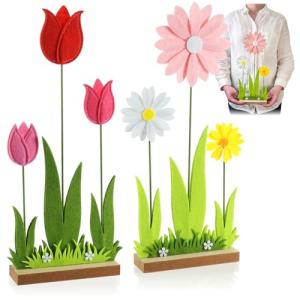 com-four® 2X Flores de Fieltro Decorativas para Pascua y Pr…