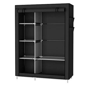 UDEAR Armario de Ropa de Tela y Tubo Metal para Ropa Organizador Ropero  Plegable Colgar (Negro)