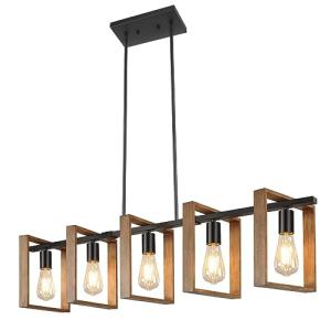 Iluminación De Isla De Cocina Negra, Lámpara De Comedor De…