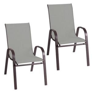 LOLAhome Pack de 2 sillas de jardín Neila de Acero y Textil…