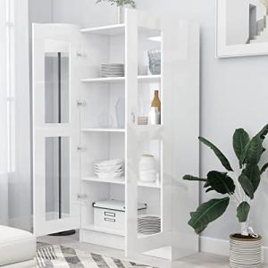 Homgoday Vitrina de Cristal con 4 Compartimentos 2 Puertas,…