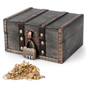 Mineup Cofre Del Tesoro De Madera Vintage, Caja De Madera V…