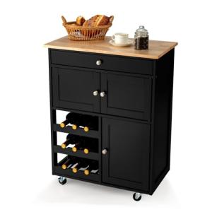 KOMFOTTEU Carro de Cocina de Madera, Carrito de Servicio co…