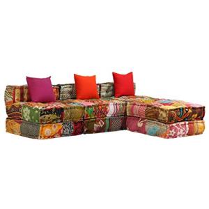 Festnight Sofá Cama Modular de 3 Plazas de Tela Patchwork