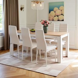 FURNITABLE Mesa de comedor con 6 sillas de comedor, con res…