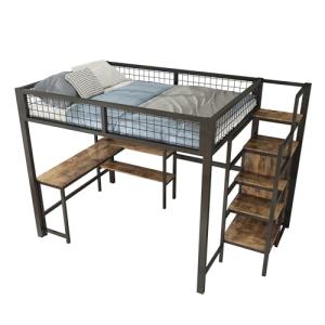 Cama alta de metal con escritorio, 140 x 200 cm, cama doble…