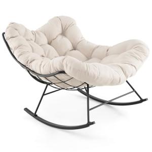 COSTWAY Silla Mecedora con Cojín Acolchado, Sillon Balancin…