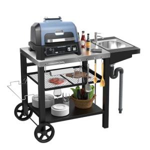 GFTIME Carro de barbacoa 107 x 63 x 81 cm, barbacoa con fre…