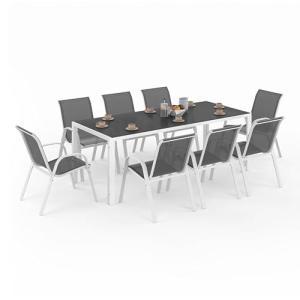 IDMarket - Salón de Jardín Madrid Mesa 190 CM y 8 sillas ap…