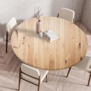 Chickwin Mantel Antimanchas Redondo, Grano de Madera 3D Man…